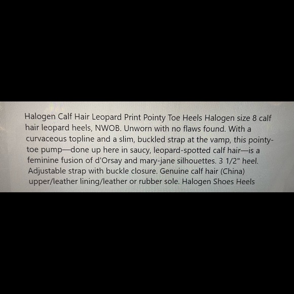 NWT - Halogen Calf Hair Leopard Print Pointy Toe Heels - Picture 6 of 6